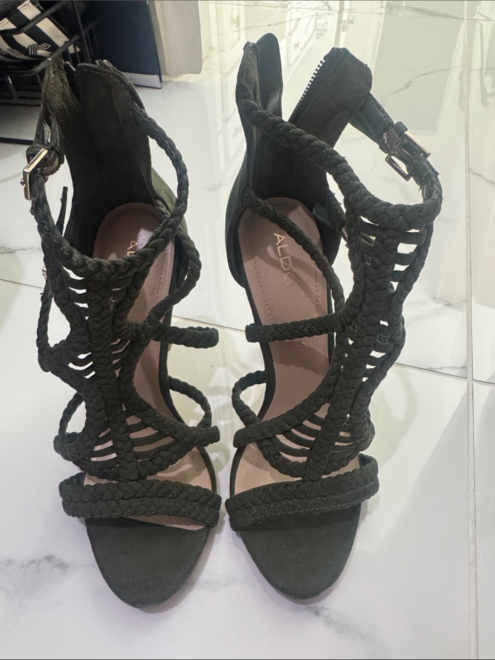 ALDO Olive Braided Strappy High Heel Sandals